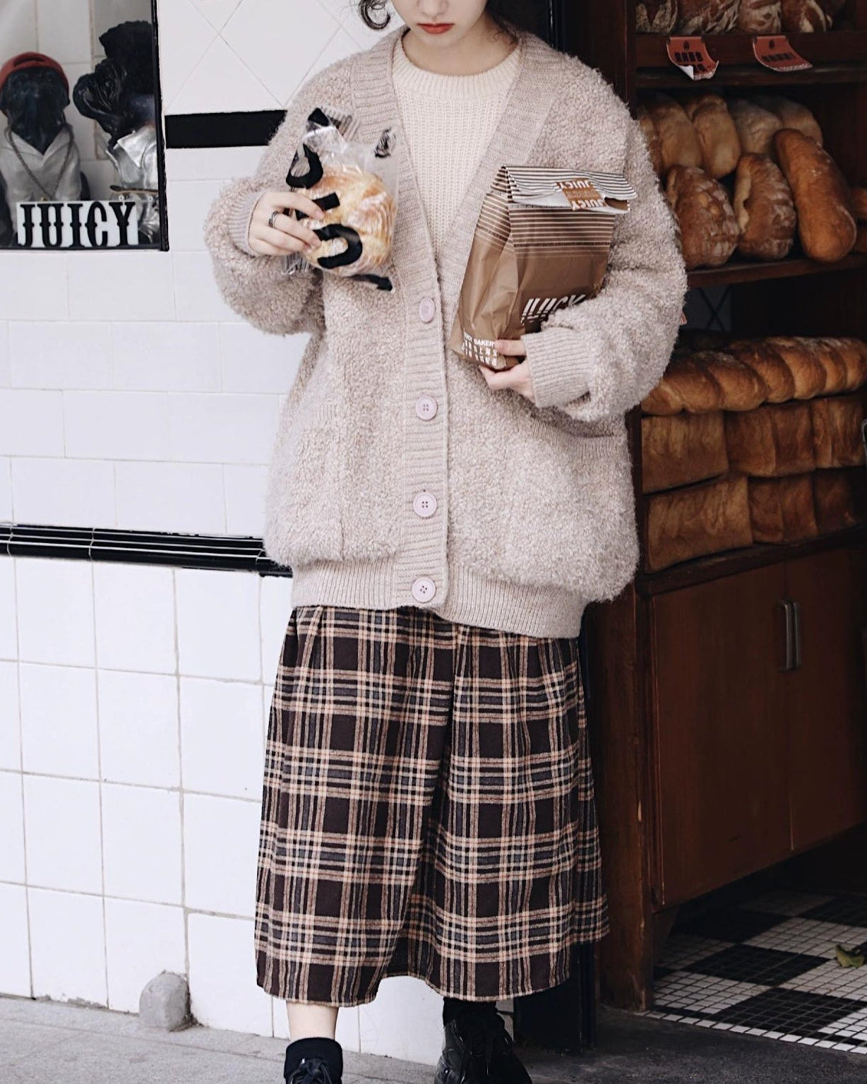 ヴィンテージチェックハイウエストスカート 10120