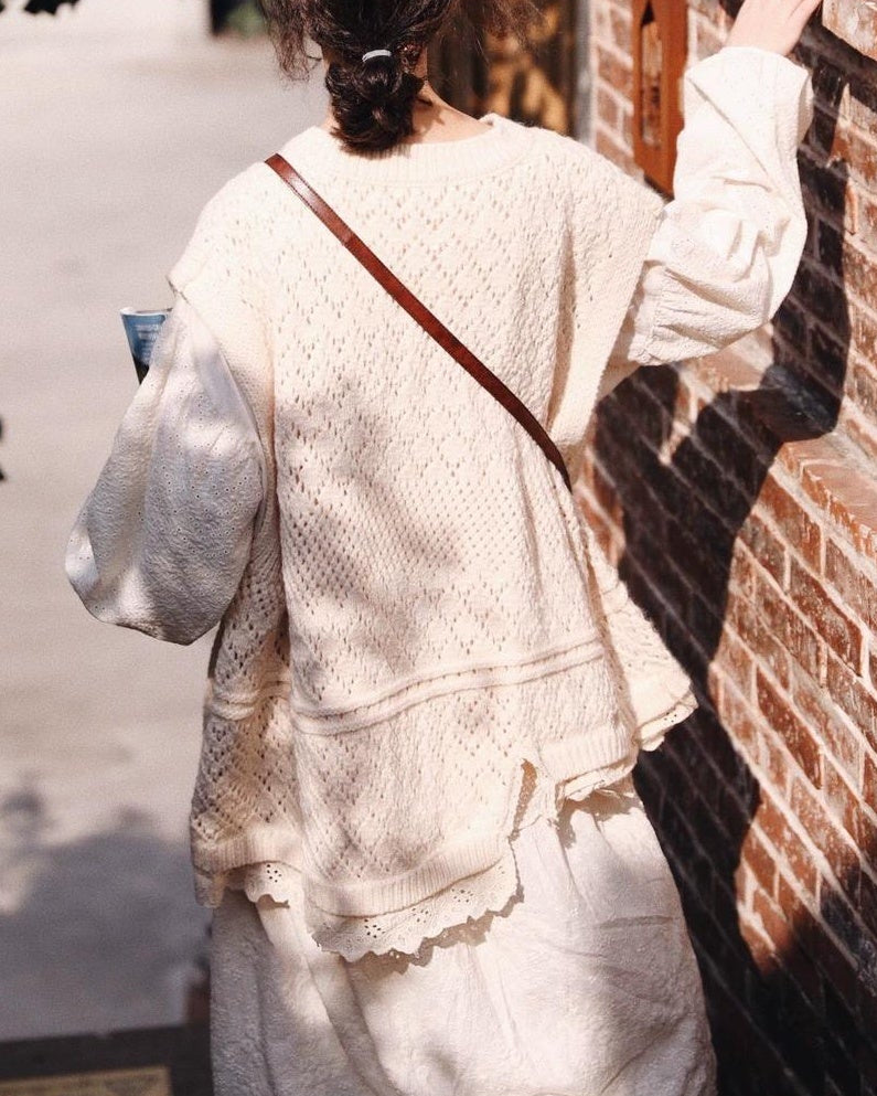 ホールパターンレース ニットベスト 10121