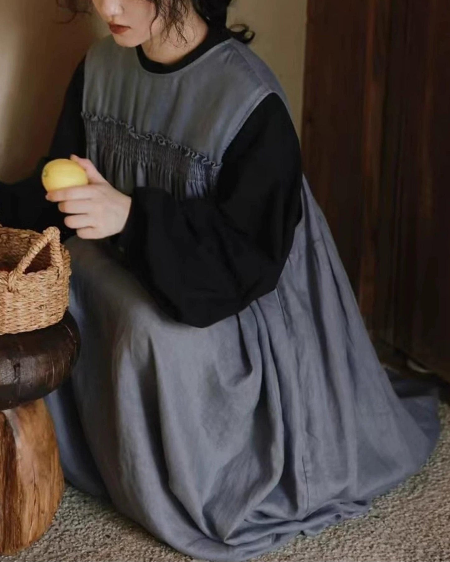 プリーツハイウエストベストワンピース 10014