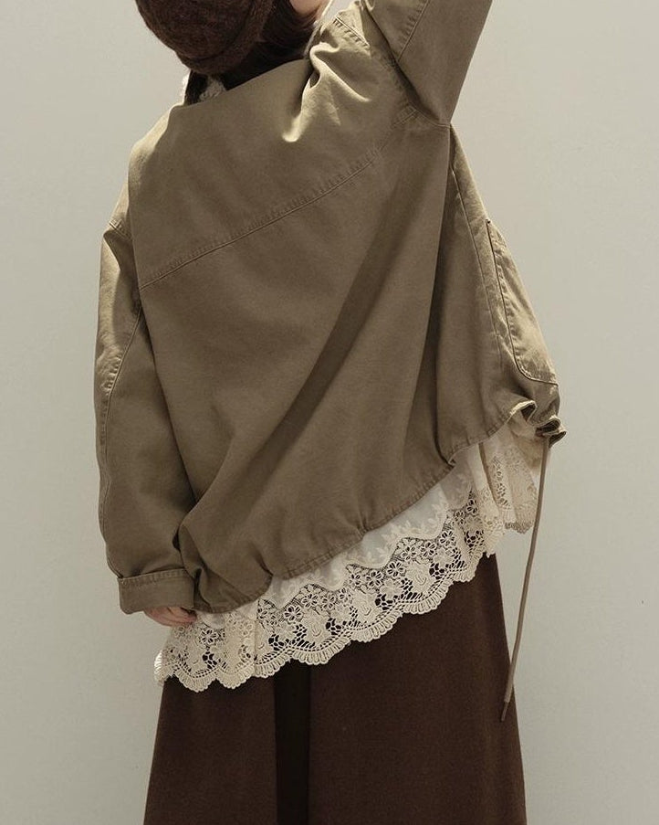 リラックスラペルフリースパーカーコート 10137