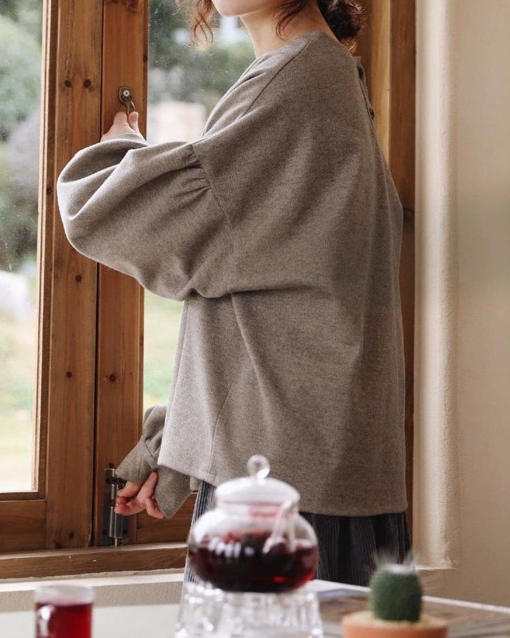 カームバックボタンスウェットプルオーバー 10119