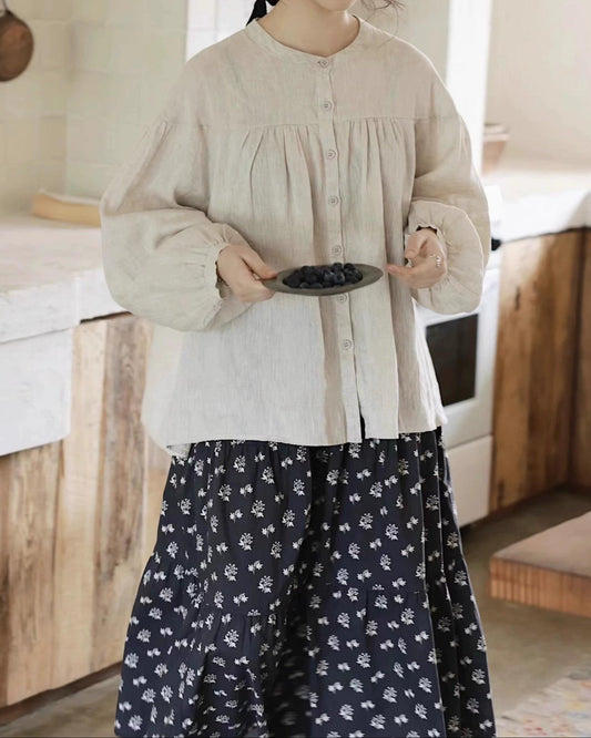 バンドカラーカウニフレアブラウス 10081