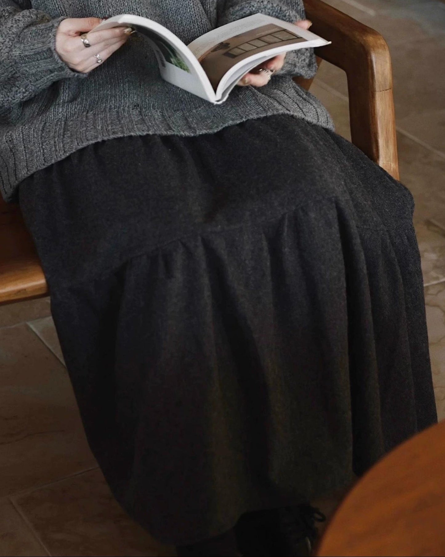 ハイウエストレトロティアードスカート 10037