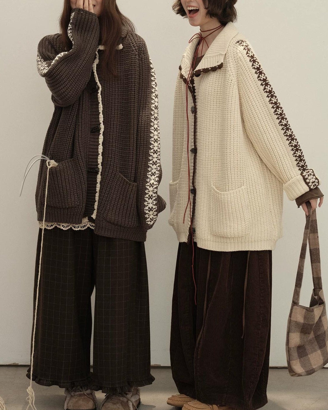 ラペルダッフルポケットニットカーディガン 10148