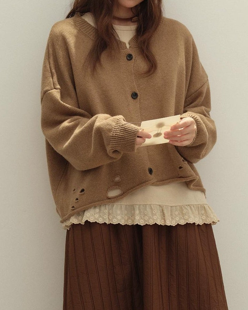 ホールニットリブカーディガン 10126