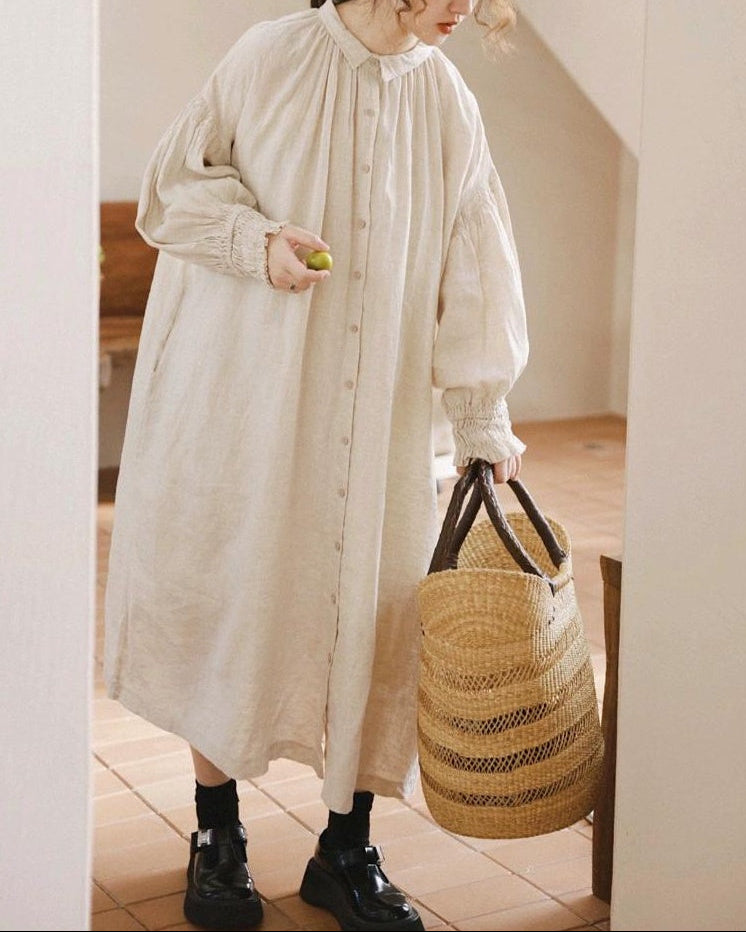 ヘルカナチュラルロングギャザーワンピース 10087