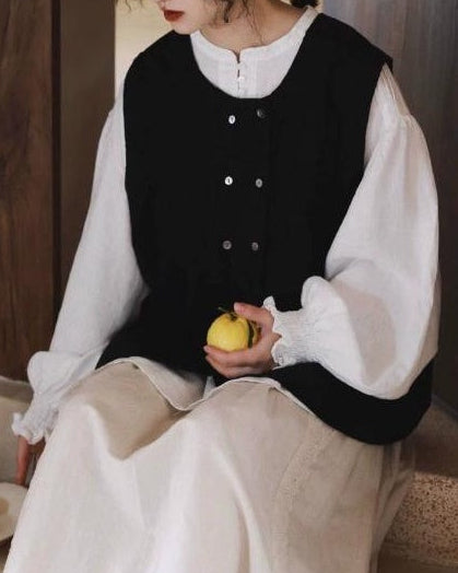 ハーフボタンアコーディオンプリーツブラウス 10053