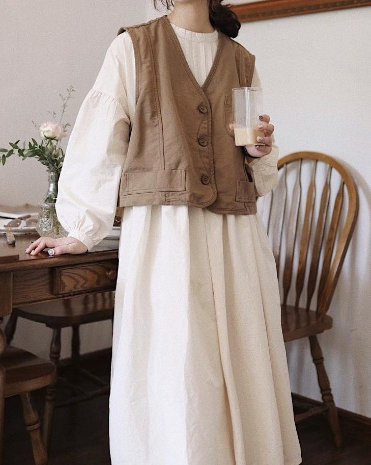 ソフトプリーツハイウエストワンピース 10114