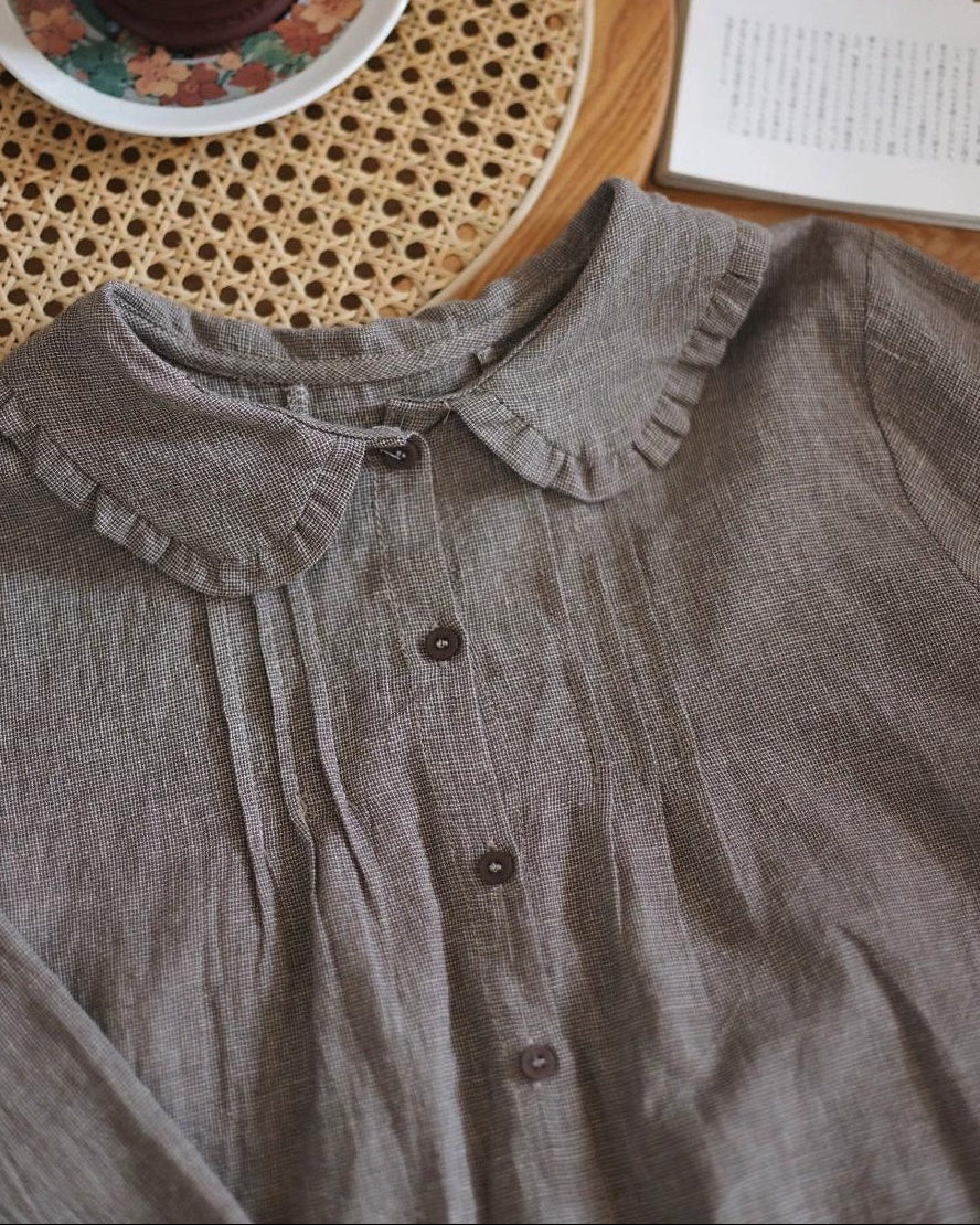 ラウンドカラーフリルピンタックブラウス 10009