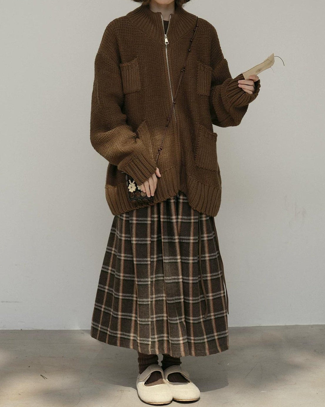 ハイネックジッパーポケットカーディガン 10174