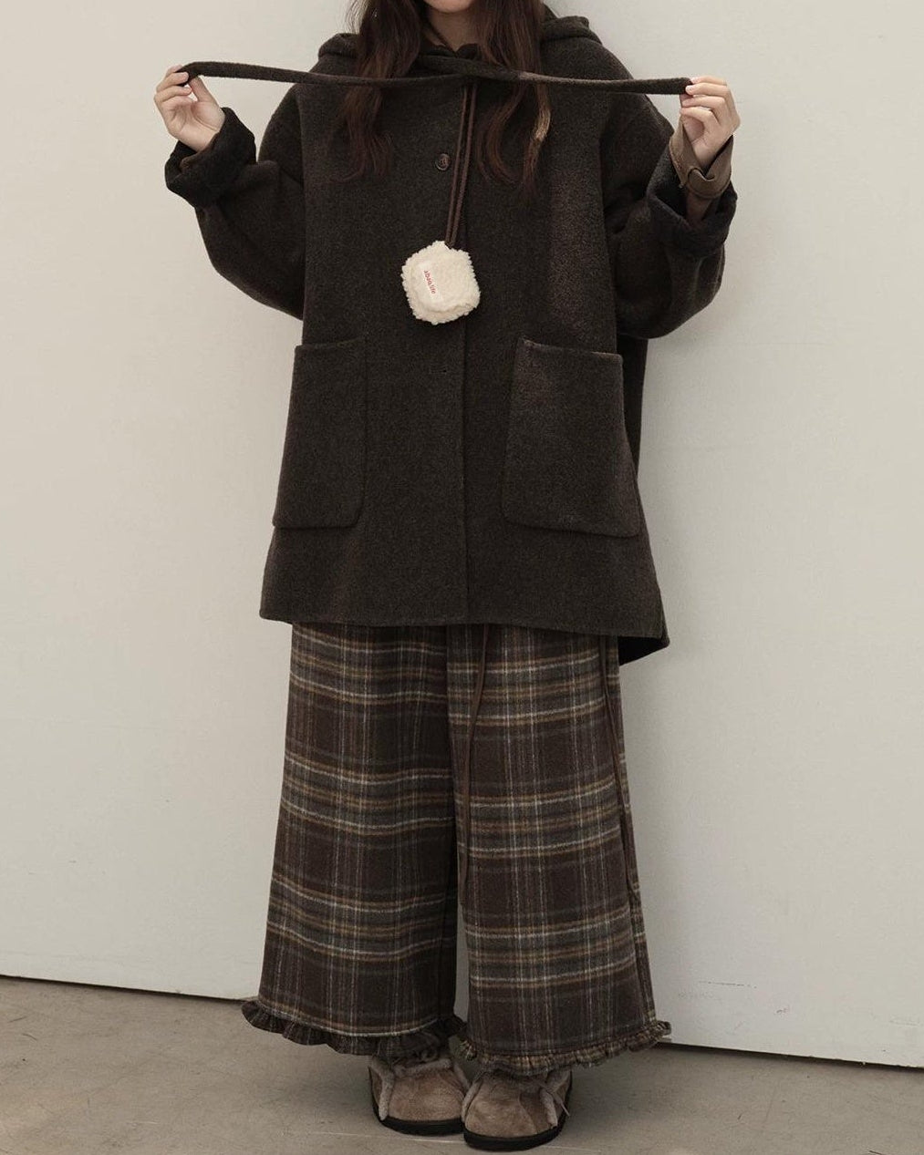メロウチェックウールワイドパンツ 10149
