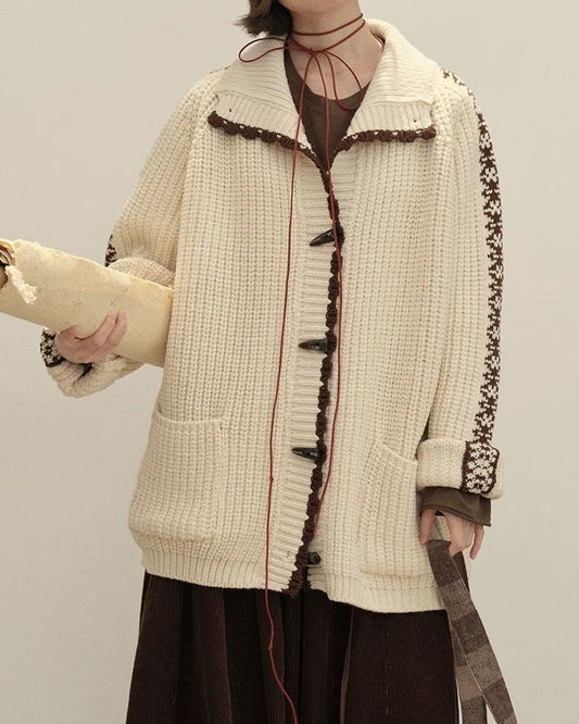 ラペルダッフルポケットニットカーディガン 10148