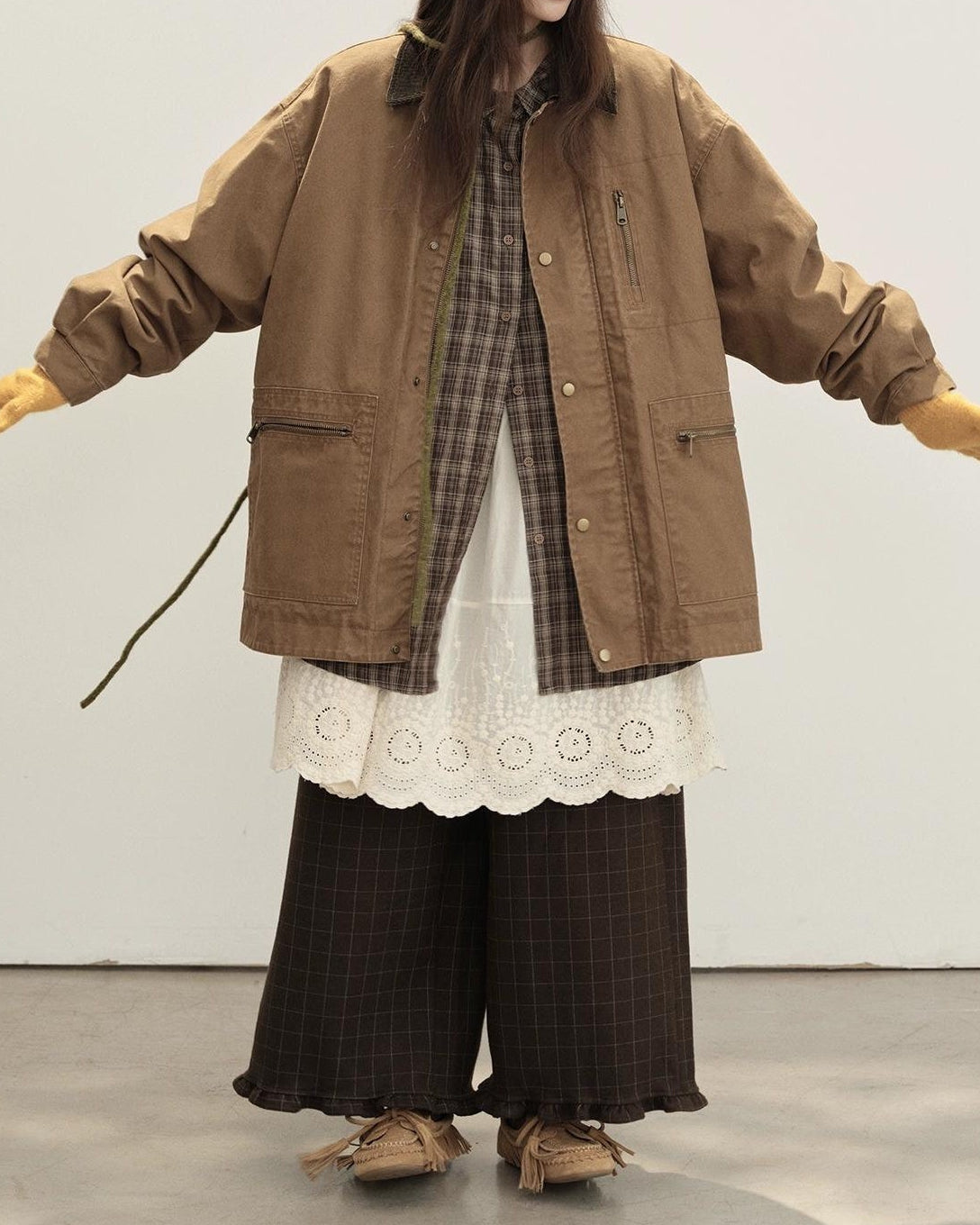 フリルレトロチェックワイドパンツ 10142