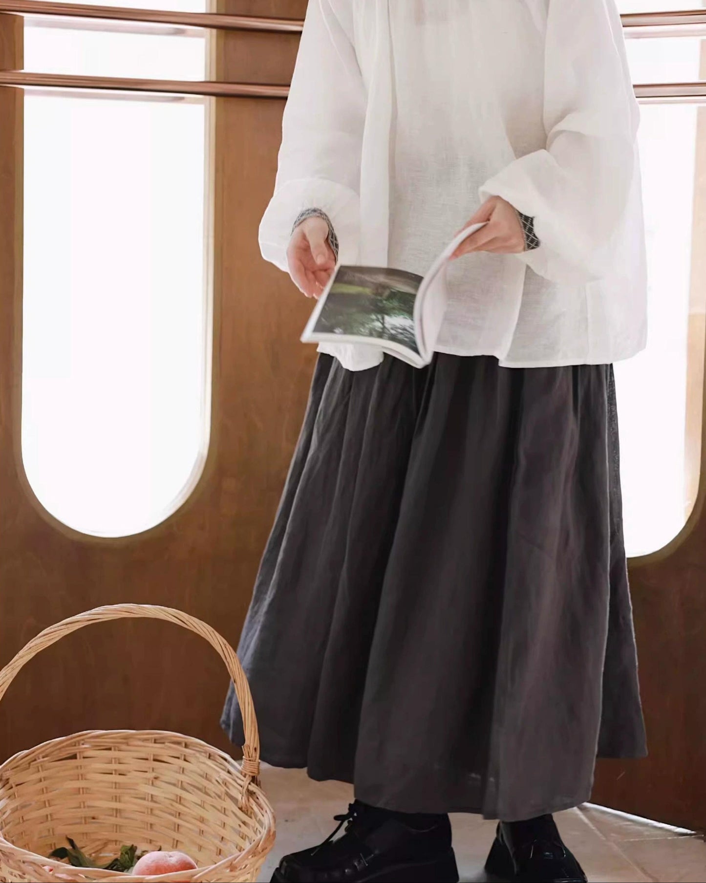 ナチュラルギャザーフレアスカート 10080