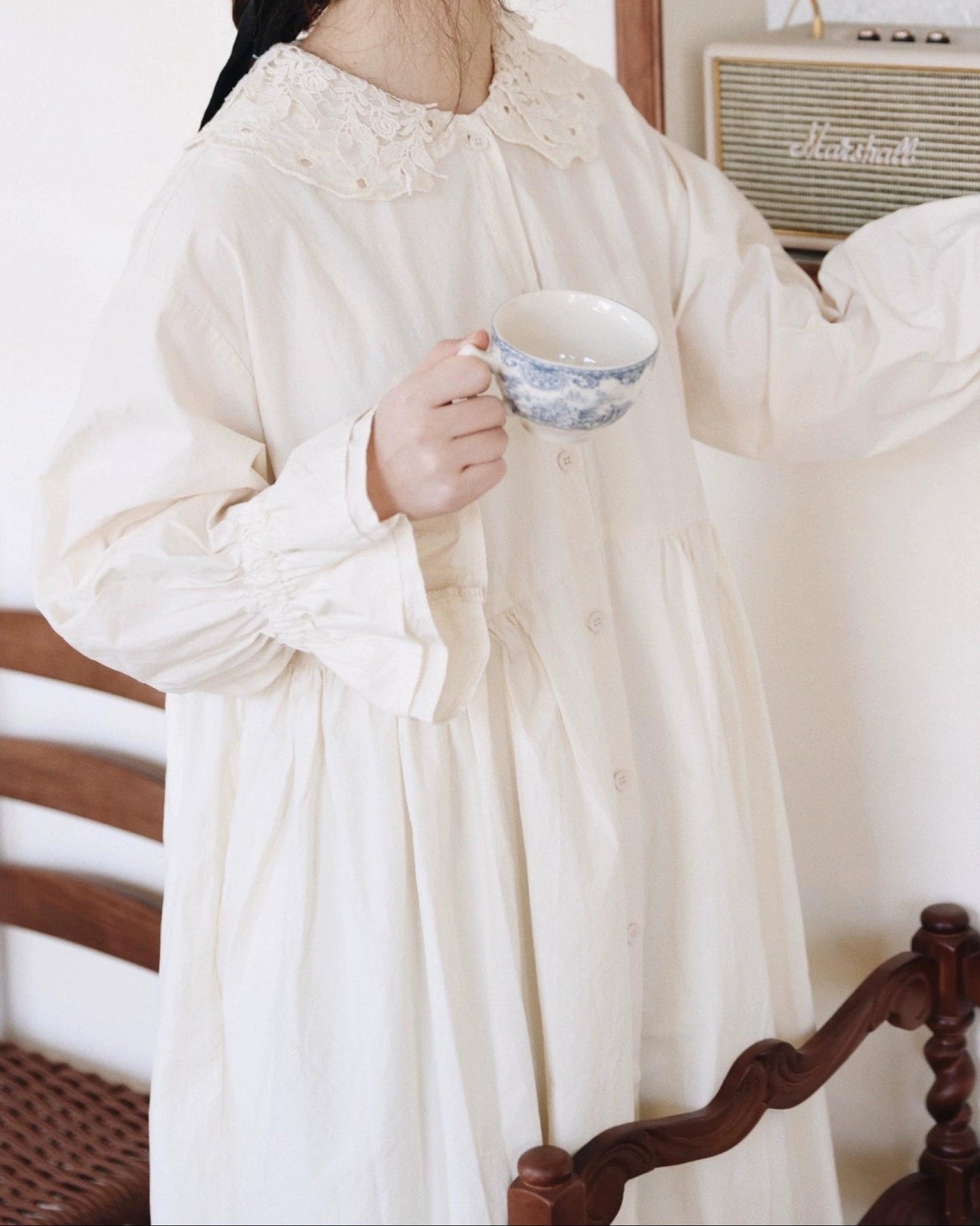 ミニマルレースカラーシャツワンピース 10099