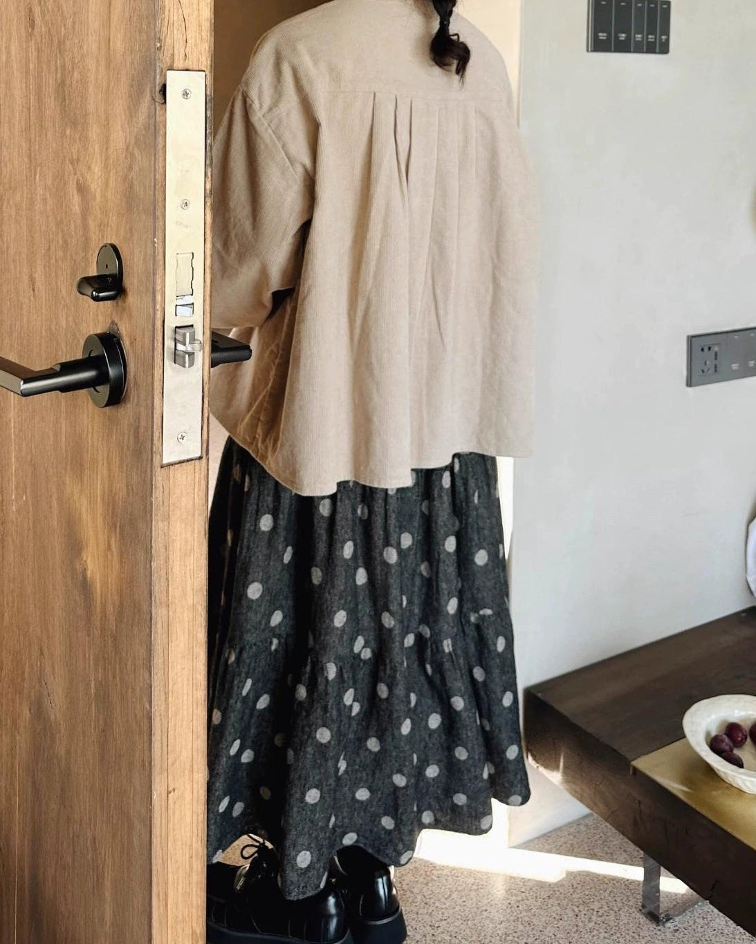 ドット柄フレアくすみスカート 10073