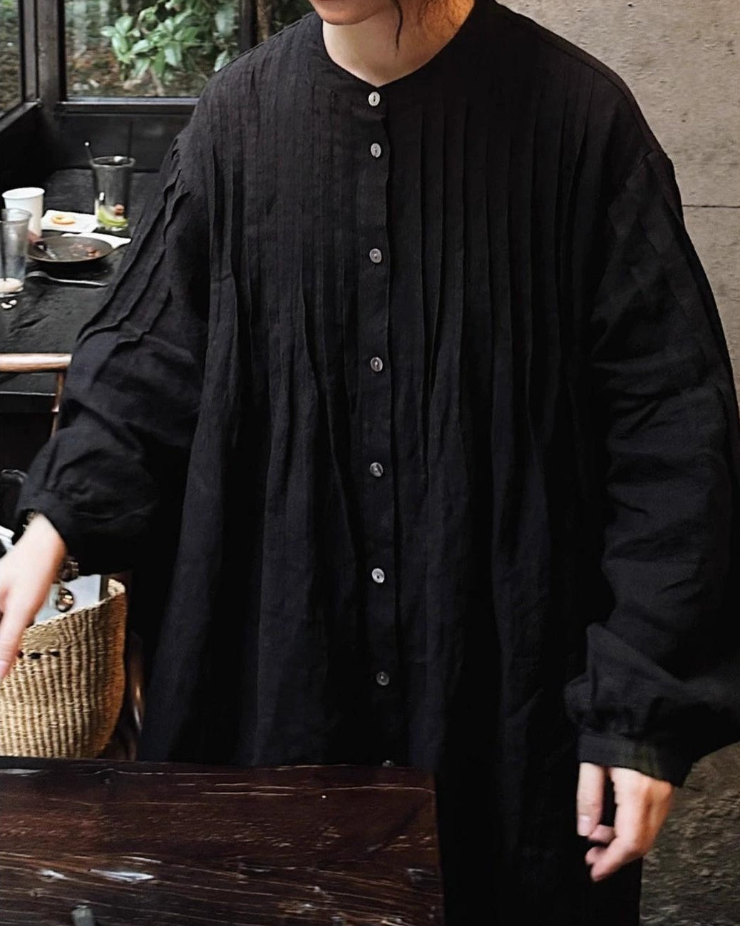 プリーツパフシャツワンピース 10050