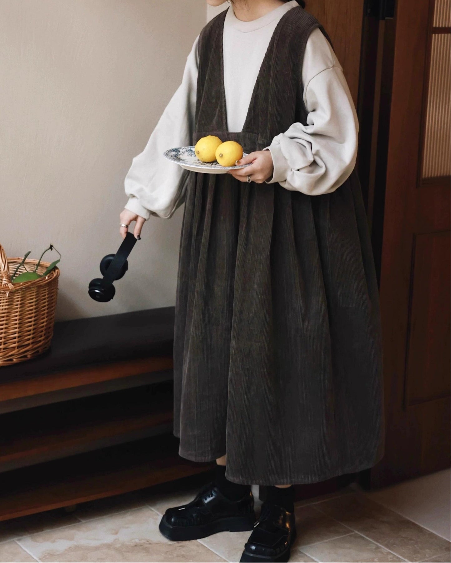 ハイウエストレトロベストワンピース 10036