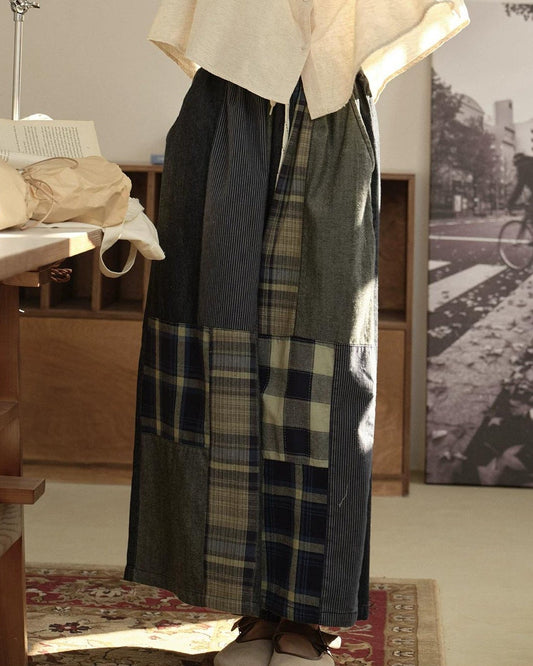 ヴィンテージチェックデニムワイドパンツ 10280