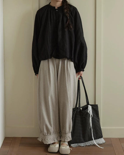 フリルヘムストライプワイドレッグ 10276