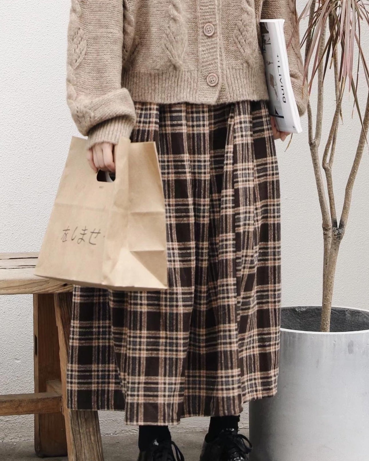 ヴィンテージチェックハイウエストスカート 10120