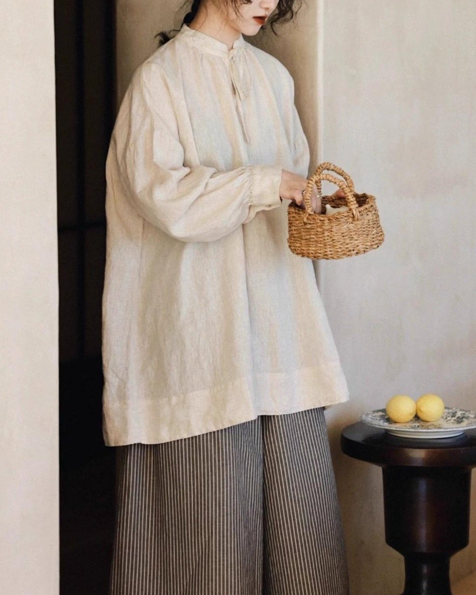 パフスリーブリボンフレアブラウス 10018