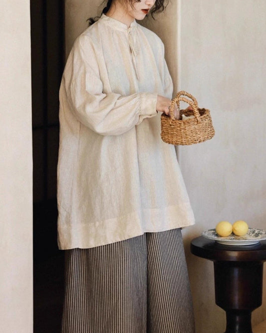 パフスリーブリボンフレアブラウス 10018