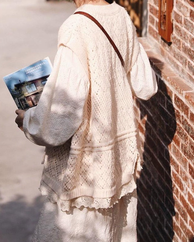 ホールパターンレース ニットベスト 10121