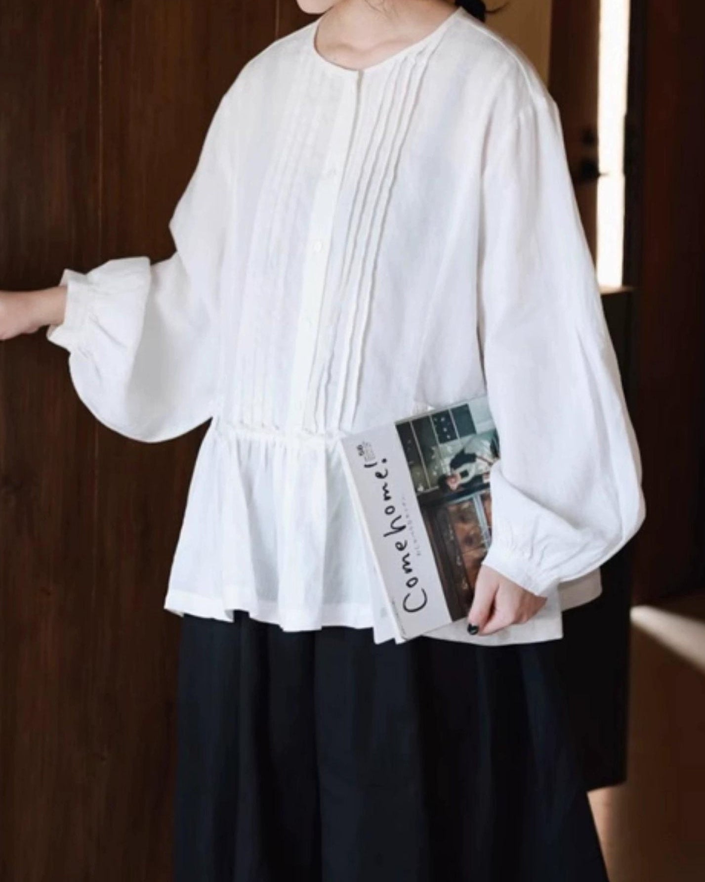 ピンタックウエストレトロブラウス 10024