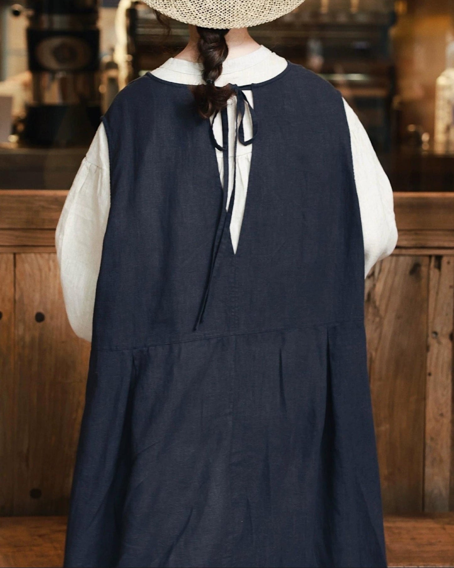 Vネックハイウエストベストワンピース 10079