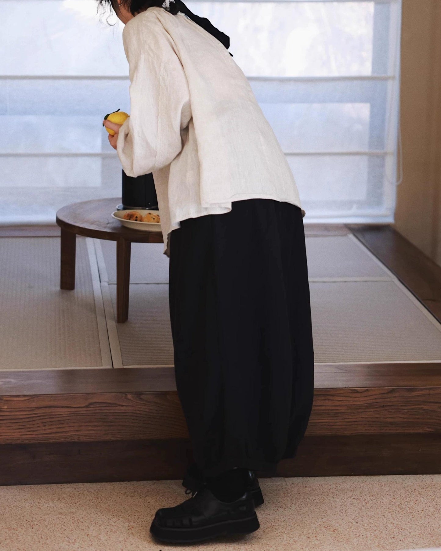 ハイウエストランタンレトロパンツ 10054