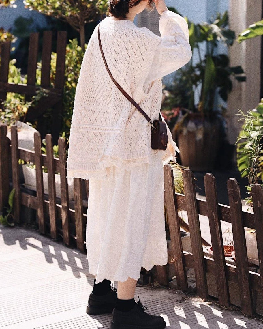 ホールパターンレース ニットベスト 10121