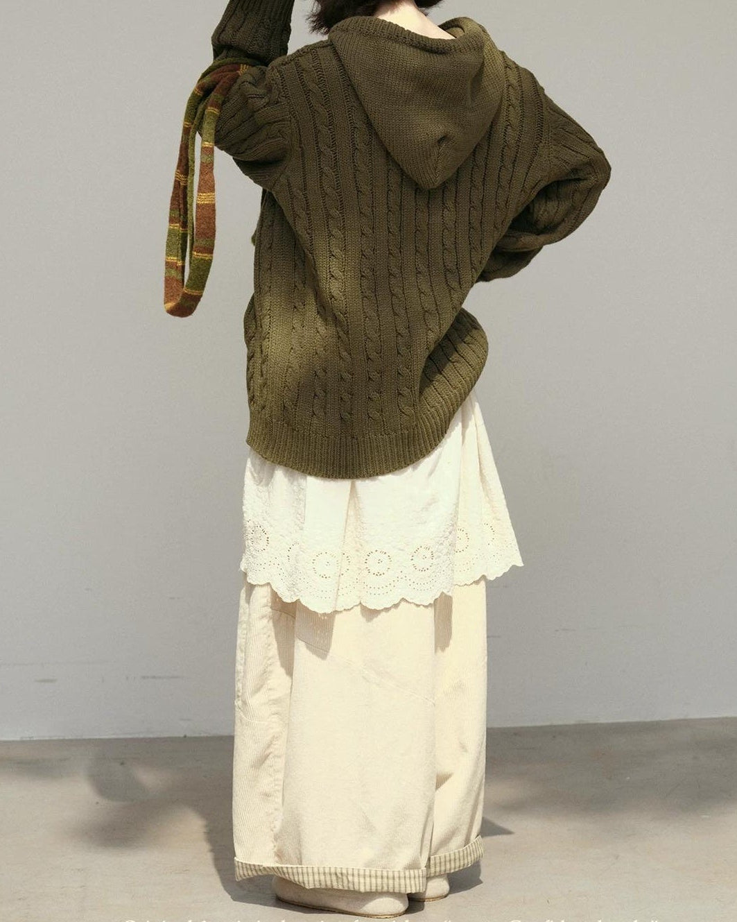 コージーケーブルフードジップカーディガン 10178