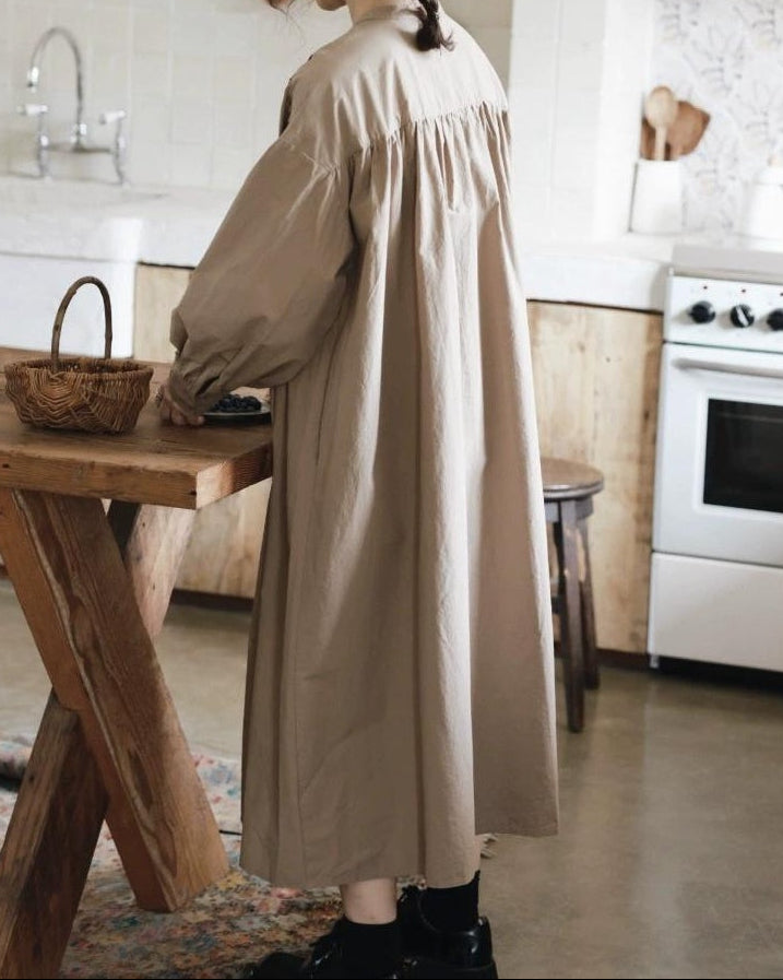 ウッドベージュロングワンピース 10075