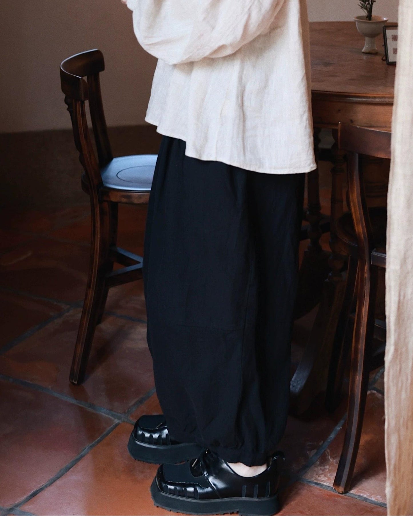 ハイウエストランタンレトロパンツ 10054