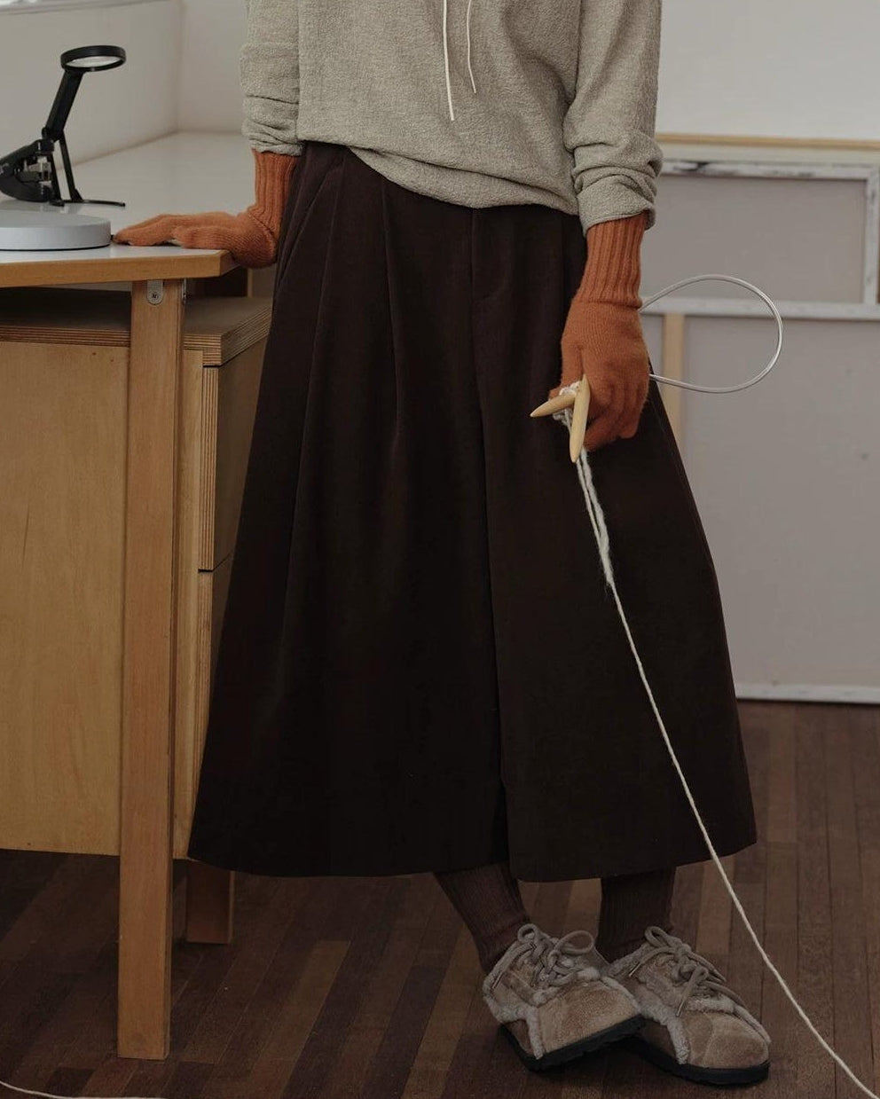 ノーブルコーデュロイミドルワイドパンツ 10158