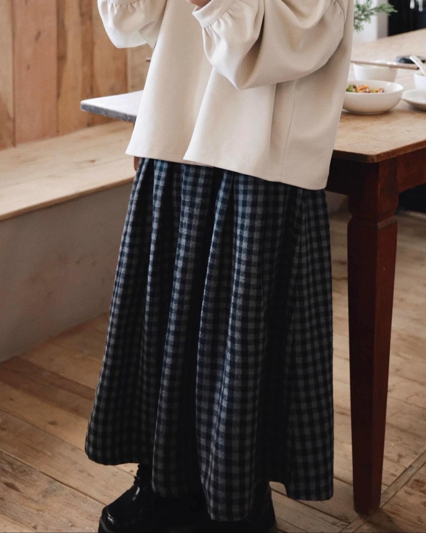 チェック柄リラックスミディスカート 10060