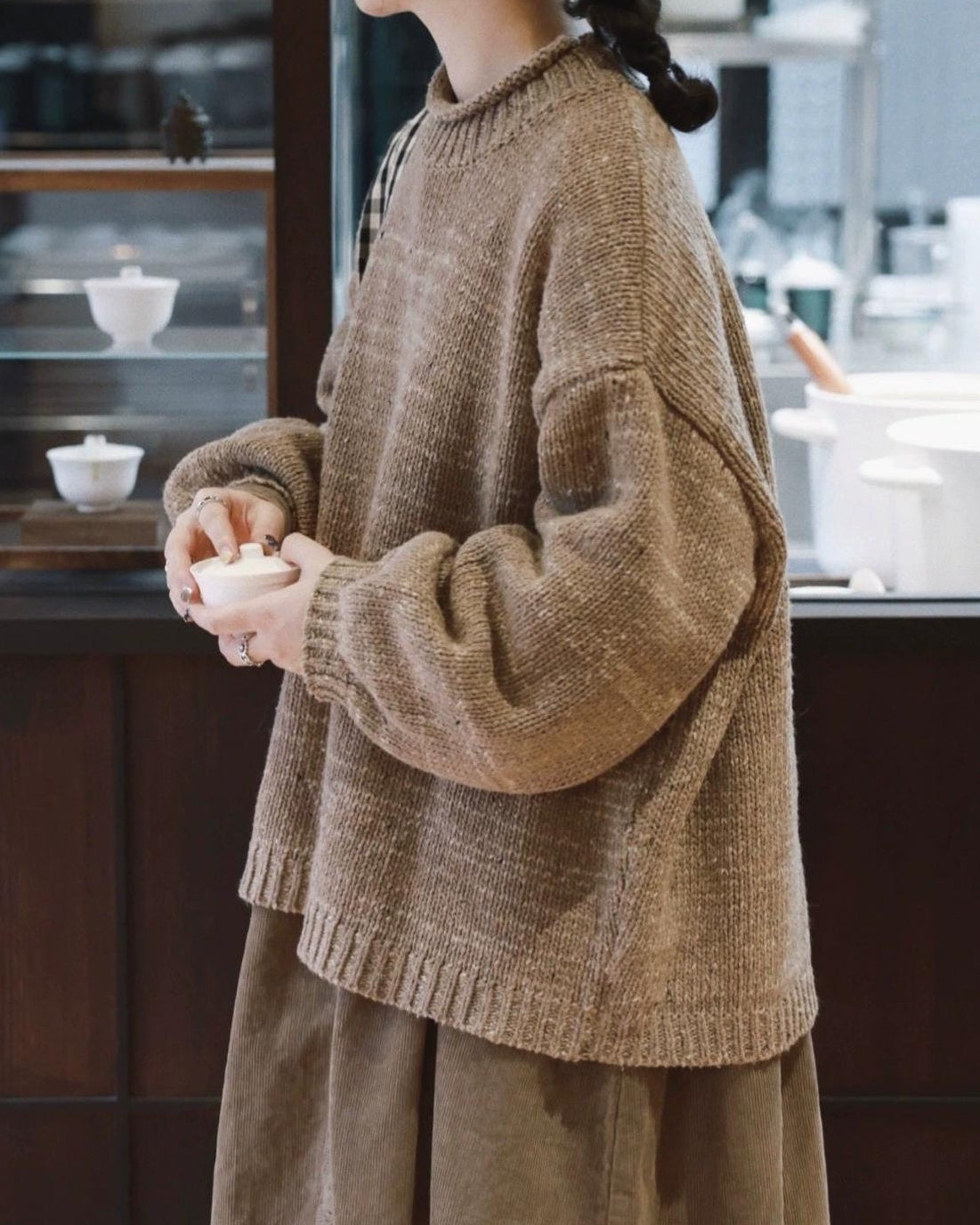 パフスリーブリラックスニットプルオーバー 10033