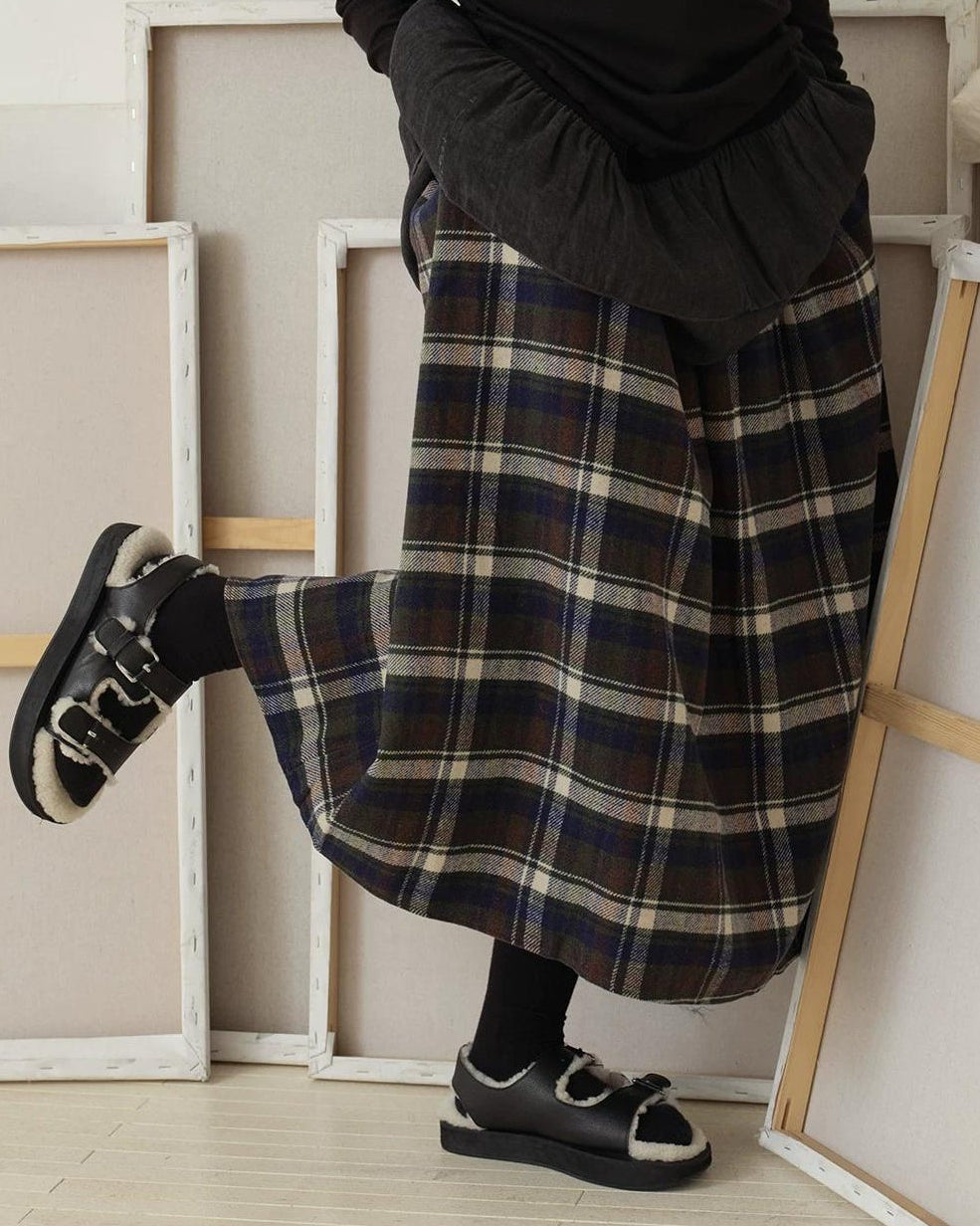 スカンジナビアチェックミディスカート 10188