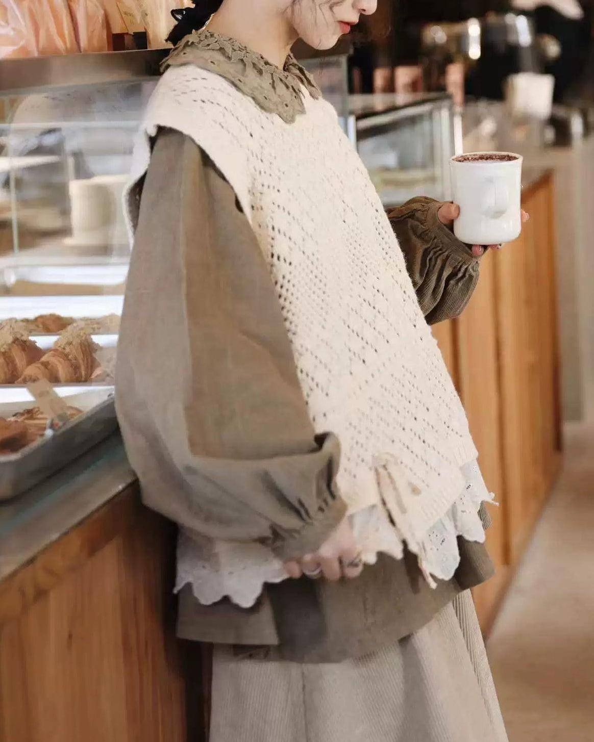 ノルディックアイレットニットベスト 10100