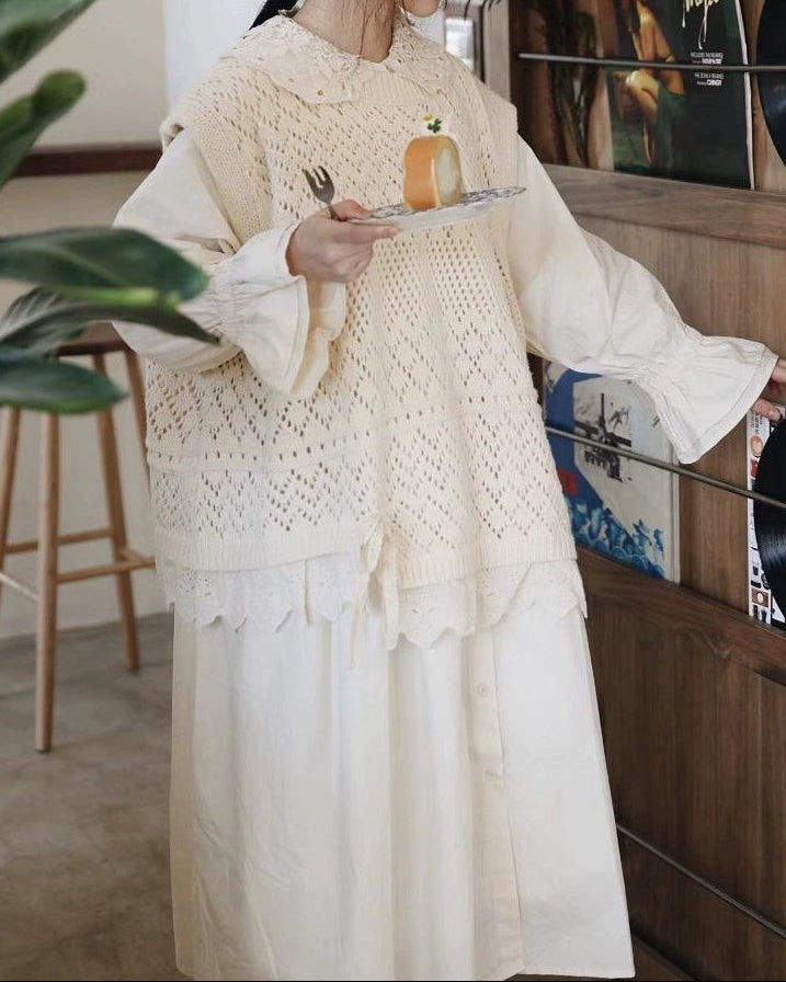 ミニマルレースカラーシャツワンピース 10099