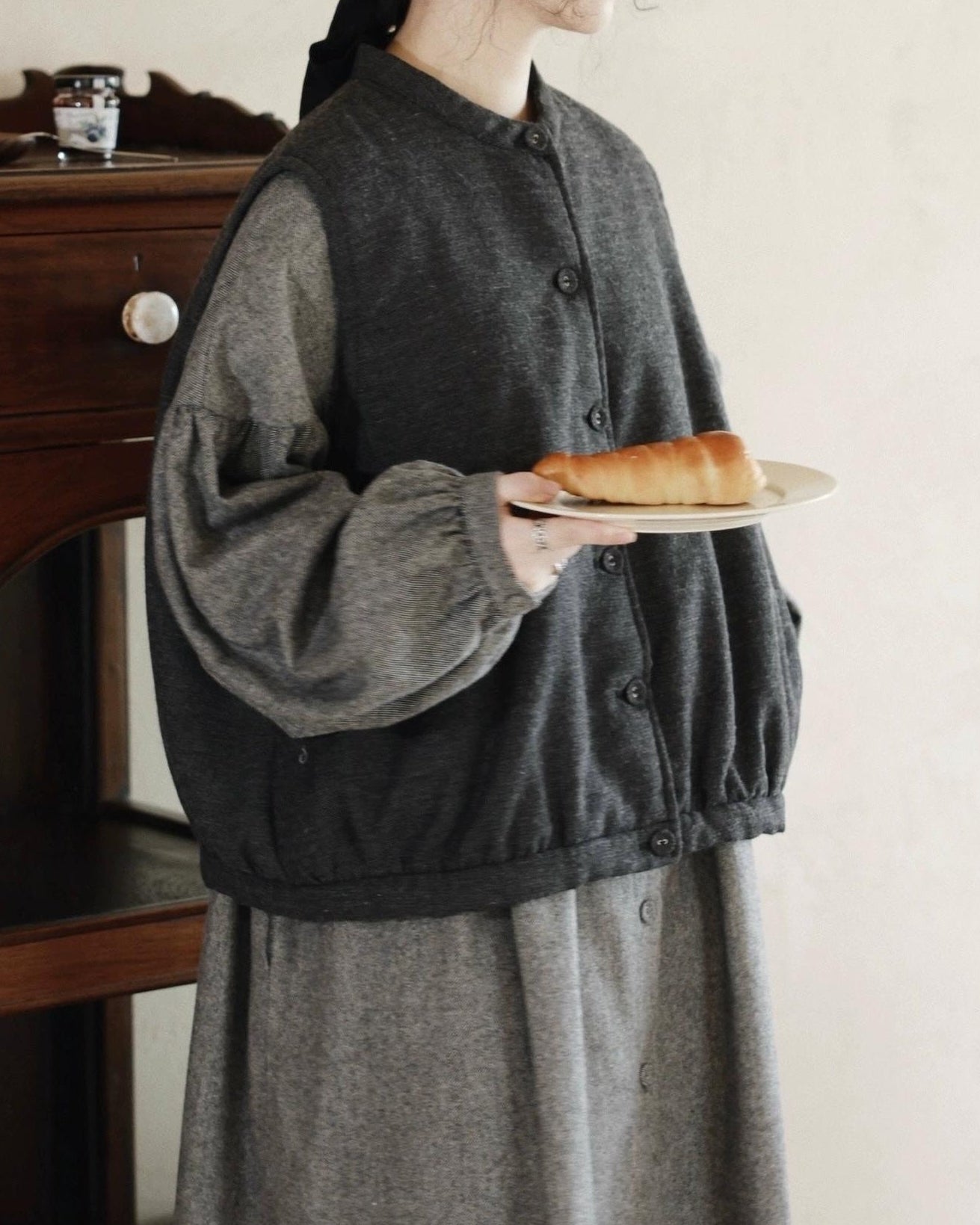 ディープヘザーシングルブレストベスト 10067