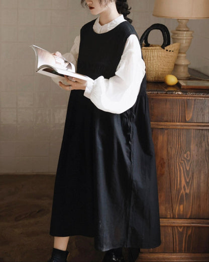 ラウンドネックレトロベストワンピース 10003