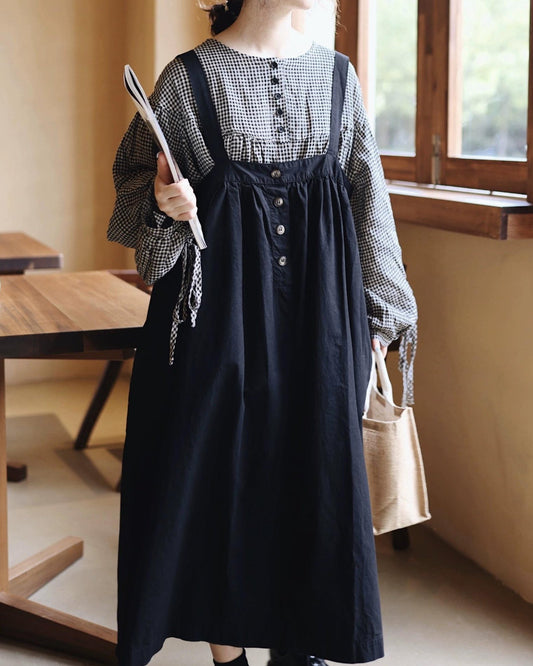 レトロボタンサスペンダーワンピース 10113
