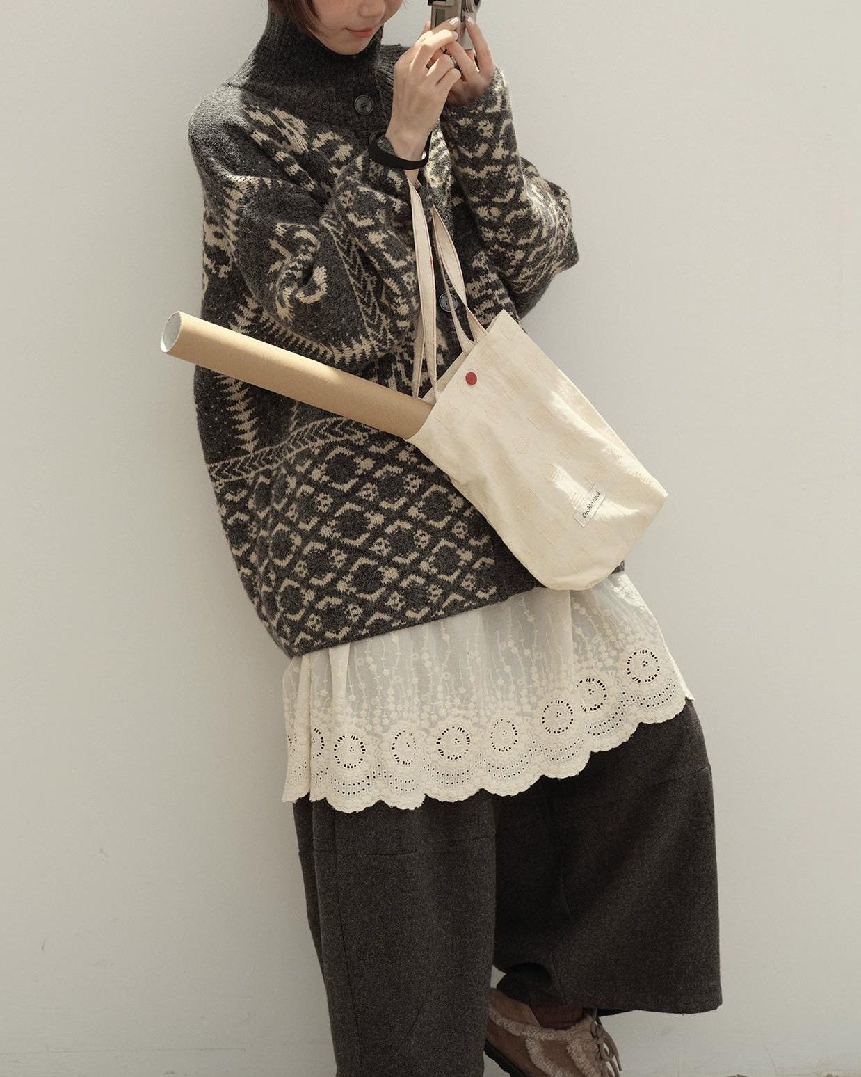 スノーレトロフェアアイルカーディガン 10134