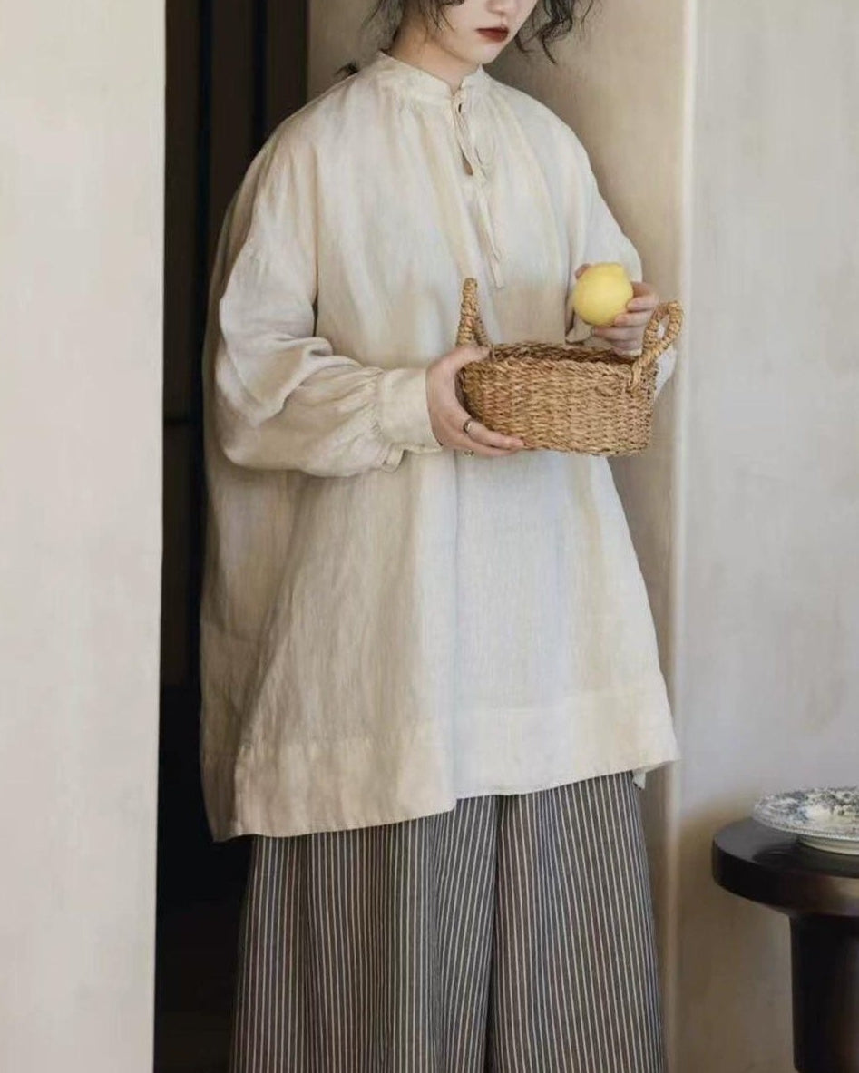 パフスリーブリボンフレアブラウス 10018