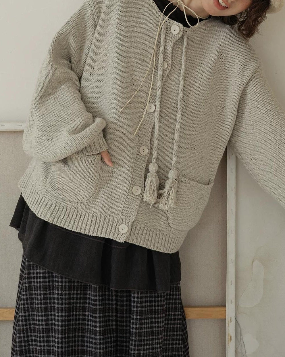 ボヘミックタッセルニットカーディガン 10207
