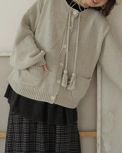 ボヘミックタッセルニットカーディガン 10207