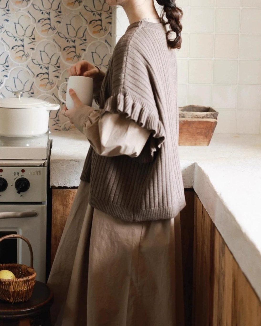 フリルリブニットベスト 10076