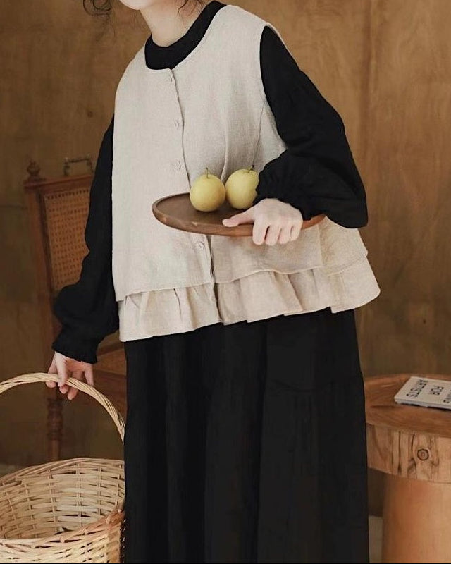 ラウンドネックフリルベスト 10082